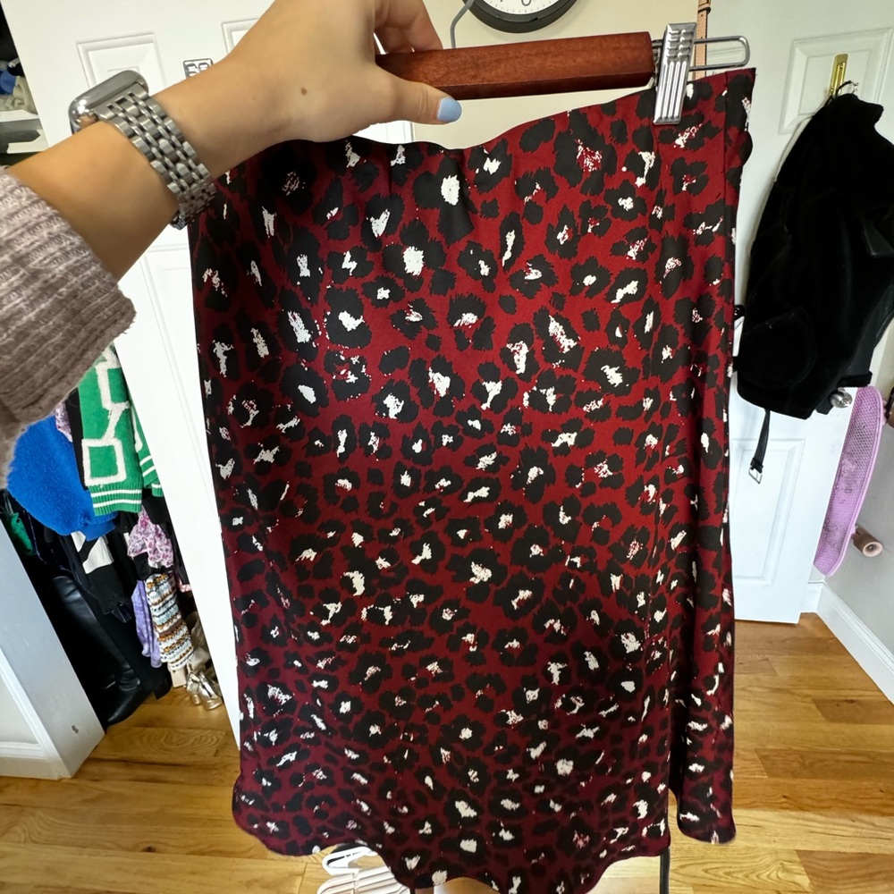 Loft red leopard print skirt
